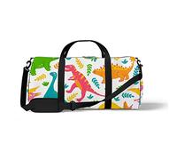 Sports Gym Duffle Bag for Yoga Dancing, Overnight Weekender Travel Bag Cute Dinosaurs Tropical Plants, Workout Carry On Shoulder Bag for Women Men