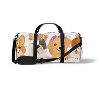 Sports Gym Duffle Bag for Yoga Dancing, Overnight Weekender Travel Bag Cute Happy Dogs, Workout Carry On Shoulder Bag for Women Men