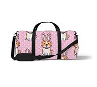 Sports Gym Duffle Bag for Yoga Dancing, Overnight Weekender Travel Bag Cute Rabbit Eared Dog, Workout Carry On Shoulder Bag for Women Men