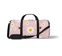 Sports Gym Duffle Bag for Yoga Dancing, Overnight Weekender Travel Bag Daisy Flower Seamless, Workout Carry On Shoulder Bag for Women Men