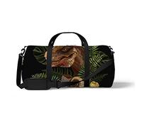 Sports Gym Duffle Bag for Yoga Dancing, Overnight Weekender Travel Bag Dinosaur Flower, Workout Carry On Shoulder Bag for Women Men