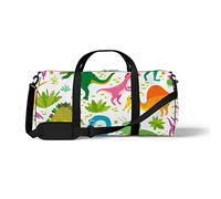 Sports Gym Duffle Bag for Yoga Dancing, Overnight Weekender Travel Bag Dinosaurs Tropical Leaves Flowers, Workout Carry On Shoulder Bag for Women Men
