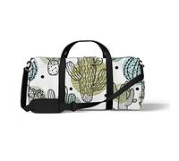 Sports Gym Duffle Bag for Yoga Dancing, Overnight Weekender Travel Bag Doodle Cactus Circle, Workout Carry On Shoulder Bag for Women Men