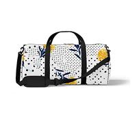 Sports Gym Duffle Bag for Yoga Dancing, Overnight Weekender Travel Bag Dot Yellow Flower, Workout Carry On Shoulder Bag for Women Men