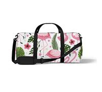 Sports Gym Duffle Bag for Yoga Dancing, Overnight Weekender Travel Bag Flamingo Bird Tropical, Workout Carry On Shoulder Bag for Women Men