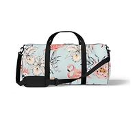 Sports Gym Duffle Bag for Yoga Dancing, Overnight Weekender Travel Bag Flamingo Exotic Plants, Workout Carry On Shoulder Bag for Women Men