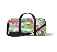 Sports Gym Duffle Bag for Yoga Dancing, Overnight Weekender Travel Bag Flamingo Floral Background, Workout Carry On Shoulder Bag for Women Men
