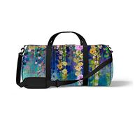 Sports Gym Duffle Bag for Yoga Dancing, Overnight Weekender Travel Bag Flower Watercolor Painting, Workout Carry On Shoulder Bag for Women Men