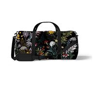 Sports Gym Duffle Bag for Yoga Dancing, Overnight Weekender Travel Bag Flowers in the Dark, Workout Carry On Shoulder Bag for Women Men