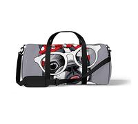 Sports Gym Duffle Bag for Yoga Dancing, Overnight Weekender Travel Bag French Bulldog with Glasses, Workout Carry On Shoulder Bag for Women Men