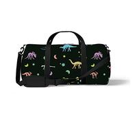 Sports Gym Duffle Bag for Yoga Dancing, Overnight Weekender Travel Bag Glowing Dinosaur Bones, Workout Carry On Shoulder Bag for Women Men