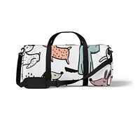 Sports Gym Duffle Bag for Yoga Dancing, Overnight Weekender Travel Bag Hand Drawn Dogs, Workout Carry On Shoulder Bag for Women Men
