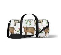 Sports Gym Duffle Bag for Yoga Dancing, Overnight Weekender Travel Bag Hand Painted Cow Flower, Workout Carry On Shoulder Bag for Women Men