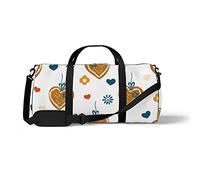 Sports Gym Duffle Bag for Yoga Dancing, Overnight Weekender Travel Bag Heart Pattern Gingerbread, Workout Carry On Shoulder Bag for Women Men