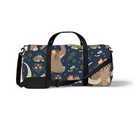 Sports Gym Duffle Bag for Yoga Dancing, Overnight Weekender Travel Bag Mammoths with Flowers, Workout Carry On Shoulder Bag for Women Men
