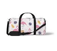 Sports Gym Duffle Bag for Yoga Dancing, Overnight Weekender Travel Bag Pink Flamingo Gold Leaf, Workout Carry On Shoulder Bag for Women Men