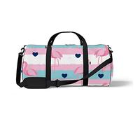 Sports Gym Duffle Bag for Yoga Dancing, Overnight Weekender Travel Bag Retro Flamingo Background, Workout Carry On Shoulder Bag for Women Men