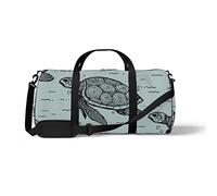Sports Gym Duffle Bag for Yoga Dancing, Overnight Weekender Travel Bag Sea Turtle Gray Green, Workout Carry On Shoulder Bag for Women Men