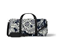 Sports Gym Duffle Bag for Yoga Dancing, Overnight Weekender Travel Bag Skull Flower Decoration, Workout Carry On Shoulder Bag for Women Men