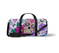 Sports Gym Duffle Bag for Yoga Dancing, Overnight Weekender Travel Bag Skull Flower Pattern, Workout Carry On Shoulder Bag for Women Men