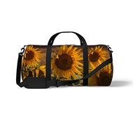 Sports Gym Duffle Bag for Yoga Dancing, Overnight Weekender Travel Bag Sunflower Field at Sunset, Workout Carry On Shoulder Bag for Women Men