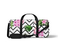 Sports Gym Duffle Bag for Yoga Dancing, Overnight Weekender Travel Bag Tropical Leaves Flamingo, Workout Carry On Shoulder Bag for Women Men