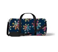Sports Gym Duffle Bag for Yoga Dancing, Overnight Weekender Travel Bag Variegated Snowflakes, Workout Carry On Shoulder Bag for Women Men