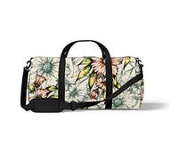 Sports Gym Duffle Bag for Yoga Dancing, Overnight Weekender Travel Bag Vintage Flower Illustration, Workout Carry On Shoulder Bag for Women Men
