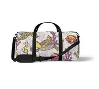 Sports Gym Duffle Bag for Yoga Dancing, Overnight Weekender Travel Bag Vintage Sea Life, Workout Carry On Shoulder Bag for Women Men