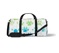 Sports Gym Duffle Bag for Yoga Dancing, Overnight Weekender Travel Bag Watercolor Dog Footprints, Workout Carry On Shoulder Bag for Women Men