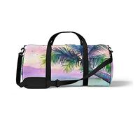 Sports Gym Duffle Bag for Yoga Dancing, Overnight Weekender Travel Bag Watercolor Sunset with Palm, Workout Carry On Shoulder Bag for Women Men