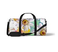 Sports Gym Duffle Bag for Yoga Dancing, Overnight Weekender Travel Bag Wildflower Watercolor Painting, Workout Carry On Shoulder Bag for Women Men
