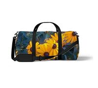 Sports Gym Duffle Bag for Yoga Dancing, Overnight Weekender Travel Bag Yellow Daisy Flower, Workout Carry On Shoulder Bag for Women Men