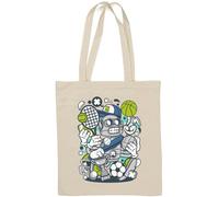 Sports Robot Jack of All Trades Champion of Everything Borsa tote in cotone naturale bianco