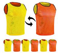 SPORTSBIBS 6X Pettorina bilaterale Double Face Riutilizzabile da Allanamento Bavaglini da Calcio, Basket - Set di 6 Pezzi - Reversible Calcetto Esegui Sport T-Shirt Unisex S M L XL