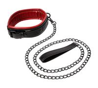 Sportsheets Saffron Vegan Black & Red Leash & Collar, Adjustable Size - 600 Gr