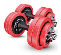 Sportstech AH300 2in1 set innovativo di manubri pesi regolabili con copertura in silicone. Manubri e bilanciere palestra -Alta qualità in ghisa 20kg /30kg allenamento