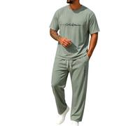 Sportswear Solid Letter Print City - Pantaloncini a maniche lunghe e pantaloni estivi casual outfit moda due pezzi, Verde militare, S
