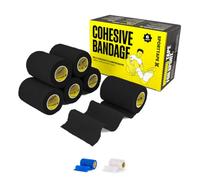 SPORTTAPE 6 Rotoli Benda Coesiva Autoadesiva - 7,5 cm x 4,5 m - Nero