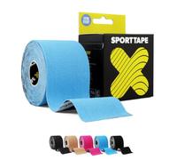 SPORTTAPE Nastro Kinesiologico Extra Adesivo 5 cm x 5 m - Blu | Ipoallergenico, Impermeabile | Per Lesioni Muscolari, Supporto | Non Tagliato - 1 Rotolo