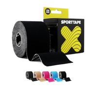 SPORTTAPE Nastro Kinesiologico Extra Adesivo 5 cm x 5 m - Nero | Ipoallergenico, Impermeabile | Per Lesioni Muscolari, Supporto | Non Tagliato - 1 Rotolo