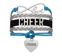 Sportybella Braccialetto con ciondoli per cheerleader, regolabile, con simbolo dell'infinito, in colori della squadra, 7 inch, Zinco