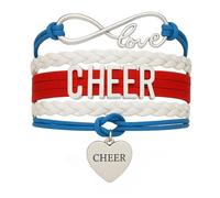 Sportybella Braccialetto con ciondoli per cheerleader, regolabile, con simbolo dell'infinito, in colori della squadra, 7 inch, Zinco