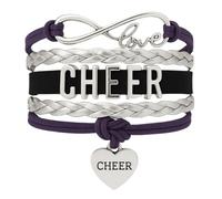 Sportybella Braccialetto con ciondoli per cheerleader, regolabile, con simbolo dell'infinito, in colori della squadra, 7 inch, Zinco