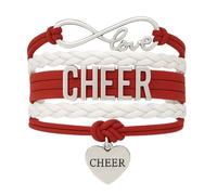 Sportybella Braccialetto con ciondoli per cheerleader, regolabile, con simbolo dell'infinito, in colori della squadra, 7 inch, Zinco
