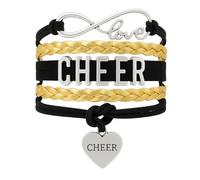 Sportybella Braccialetto con ciondoli per cheerleader, regolabile, con simbolo dell'infinito, in colori della squadra, 7 inch, Zinco