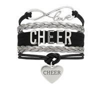 Sportybella Braccialetto con ciondoli per cheerleader, regolabile, con simbolo dell'infinito, in colori della squadra, 7 inch, Zinco
