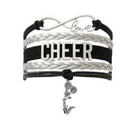 Sportybella Braccialetto con ciondoli per ragazze con simbolo dell'infinito, regolabile, da cheerleader, in colori della squadra, per cheerleader (arancione/nero), 7 inch, Zinco