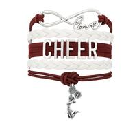 Sportybella Braccialetto con ciondoli per ragazze con simbolo dell'infinito, regolabile, da cheerleader, in colori della squadra, per cheerleader (arancione/nero), 7 inch, Zinco