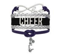 Sportybella Braccialetto con ciondoli per ragazze con simbolo dell'infinito, regolabile, da cheerleader, in colori della squadra, per cheerleader (arancione/nero), 7 inch, Zinco